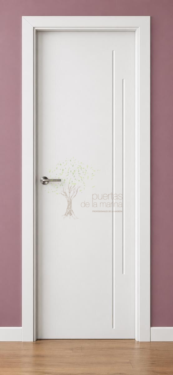 puerta blanca lisa con 2 líneas a la derecha verticales
