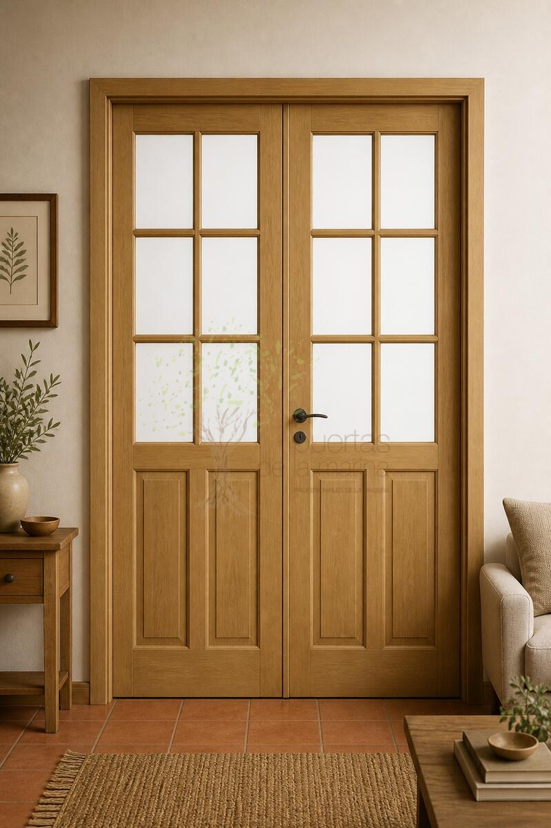 PUERTA INTERIOR MACIZA DE MADERA REFERENCIA 033 MAMPARA 5C 6V