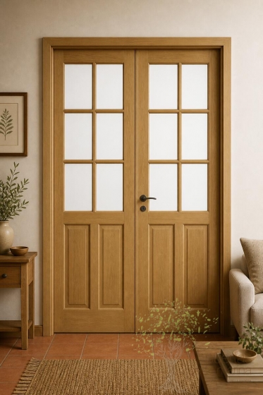 PUERTA INTERIOR MACIZA DE MADERA REFERENCIA 033 MAMPARA 5C 6V