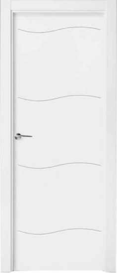 puerta lacada blanca lisa con dibujo en forma de ola